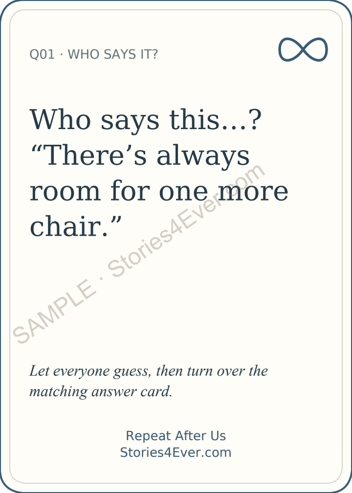 Question card front from the current fictional sample