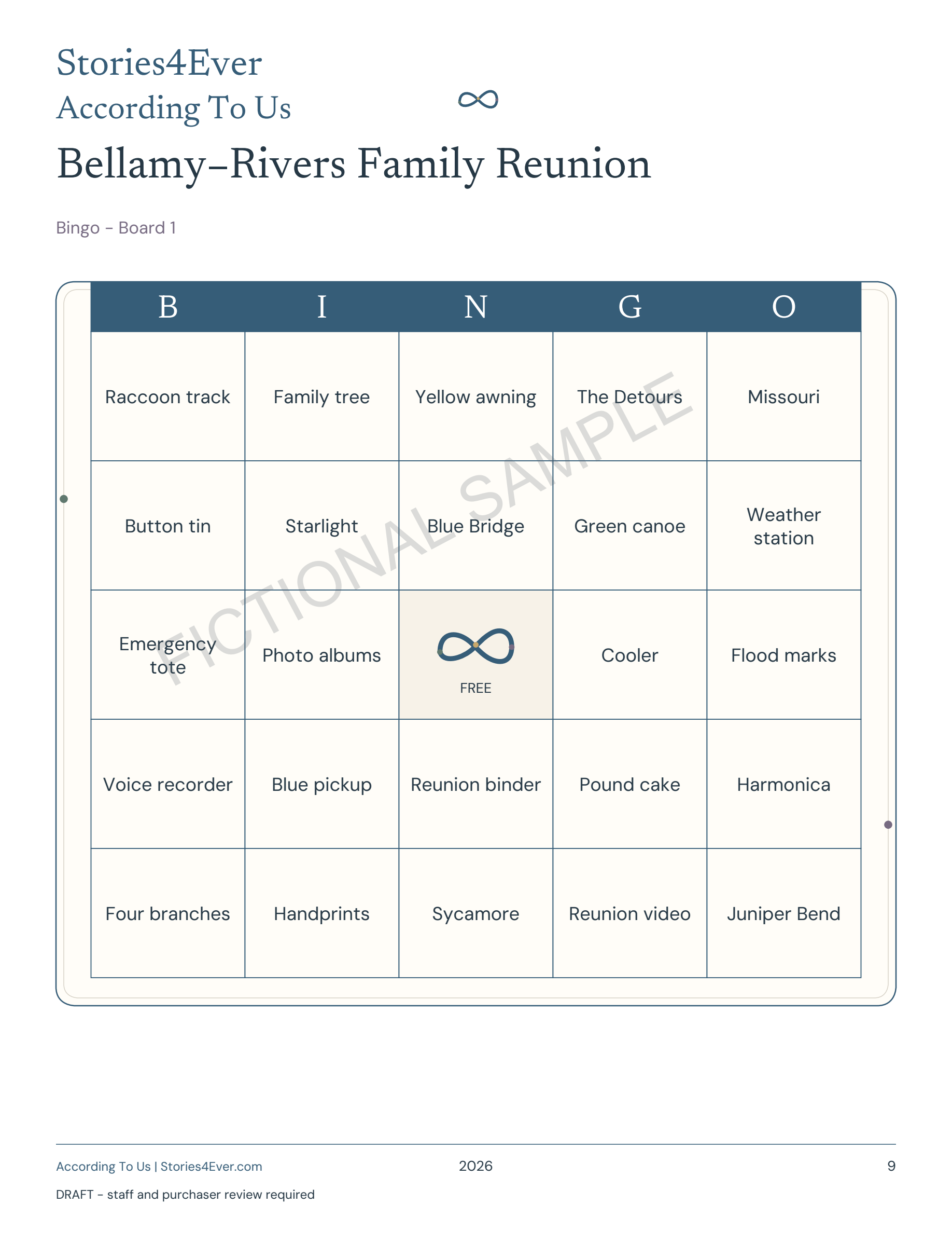 Bingo — fictional sample from the current According To Us PDF renderer