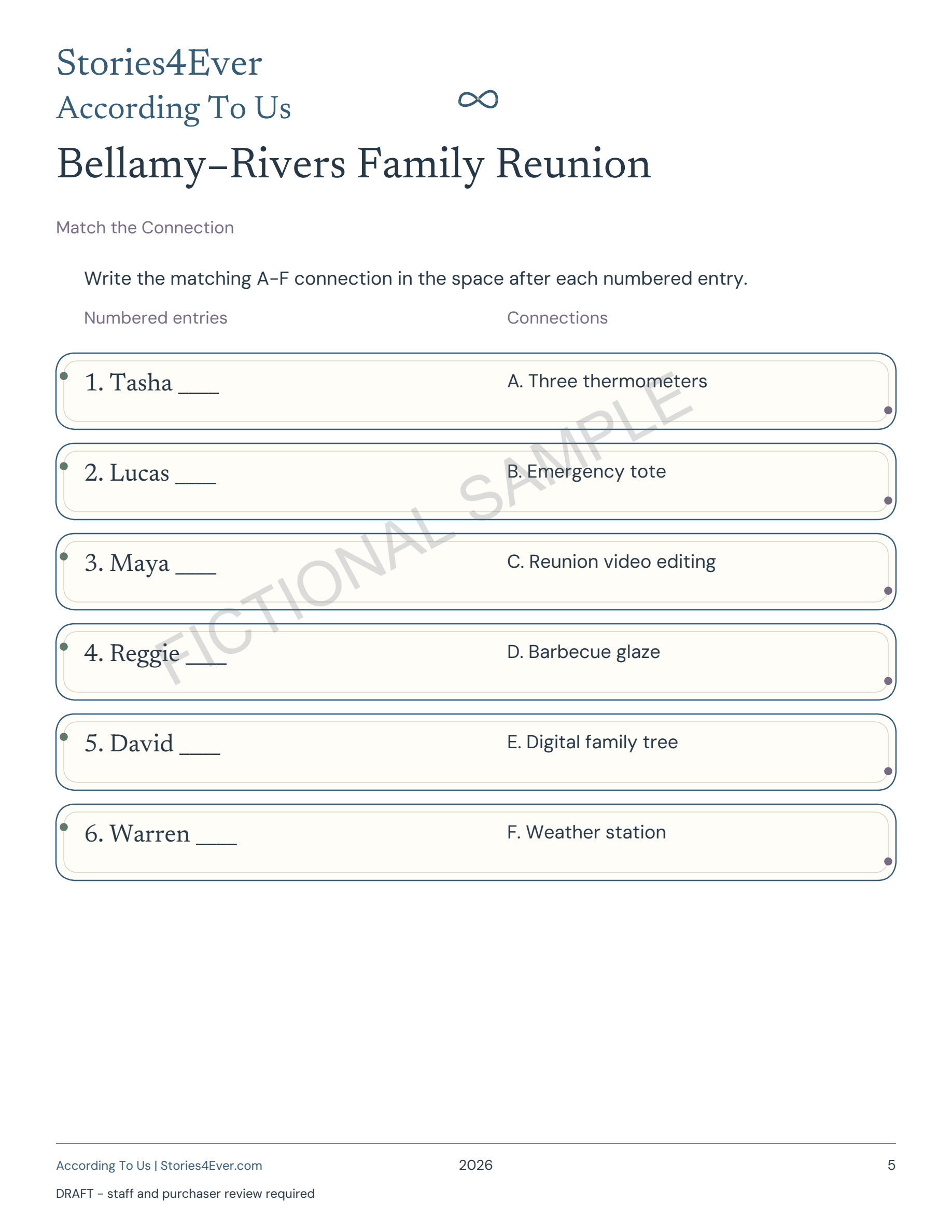 Match the Connection — fictional sample from the current According To Us PDF renderer